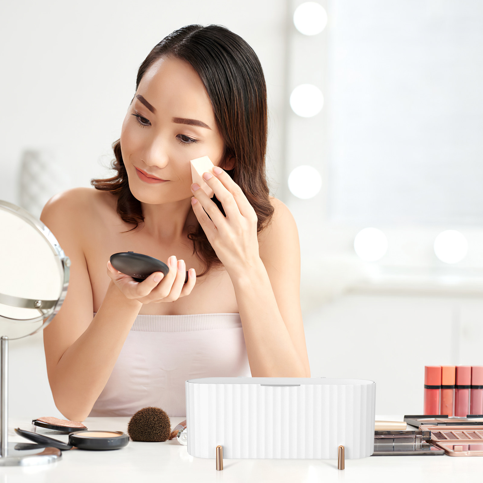 2개 세트 수납함, 3칸 분리형 화장품 패드 정리함,  - Beauty Makeup Organizer 리뷰 및 가격